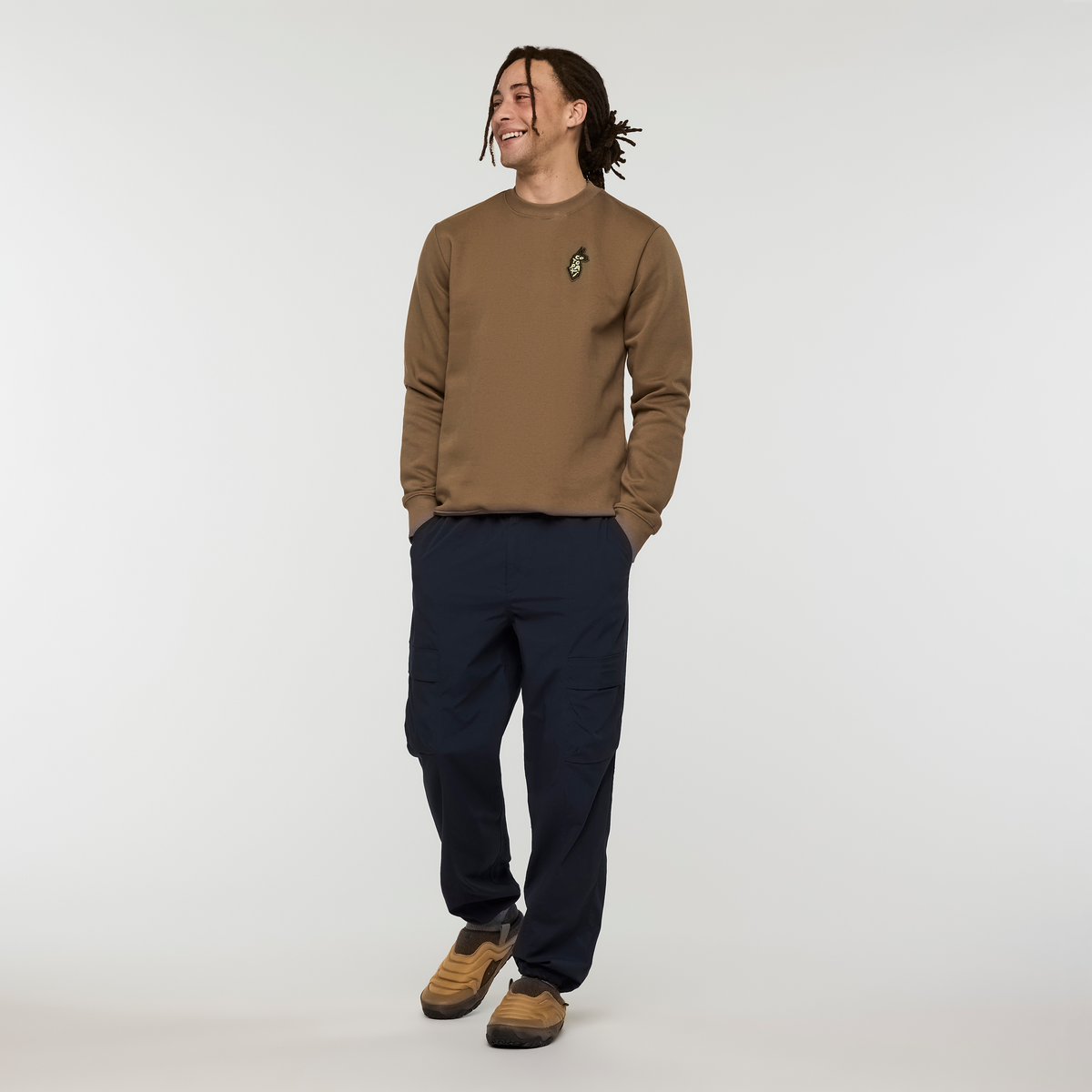 Lava Llama Crew Sweatshirt - Men's, Dune, Model Kai