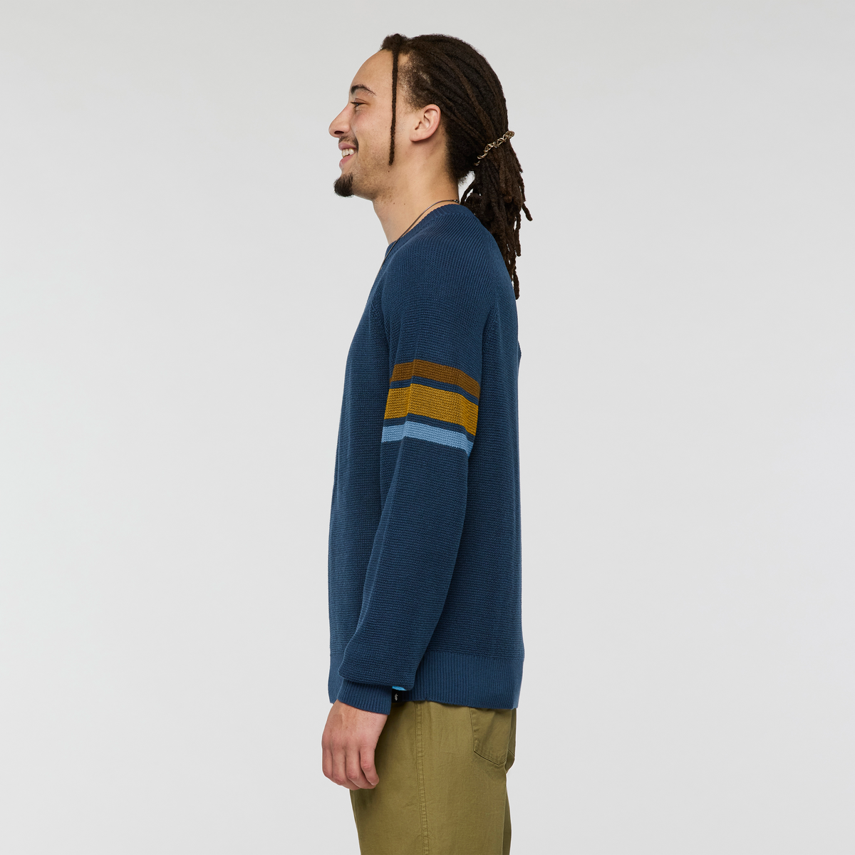 Libre Waffle Crew Sweater - Men's, Deep Sea, Model Kai