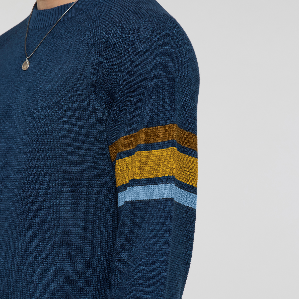 Libre Waffle Crew Sweater - Men's, Deep Sea, Model Kai