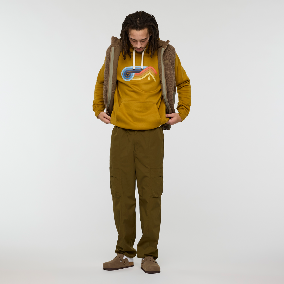 Melting Sunset Pullover Hoodie - Men's, Bronze, Model Kai