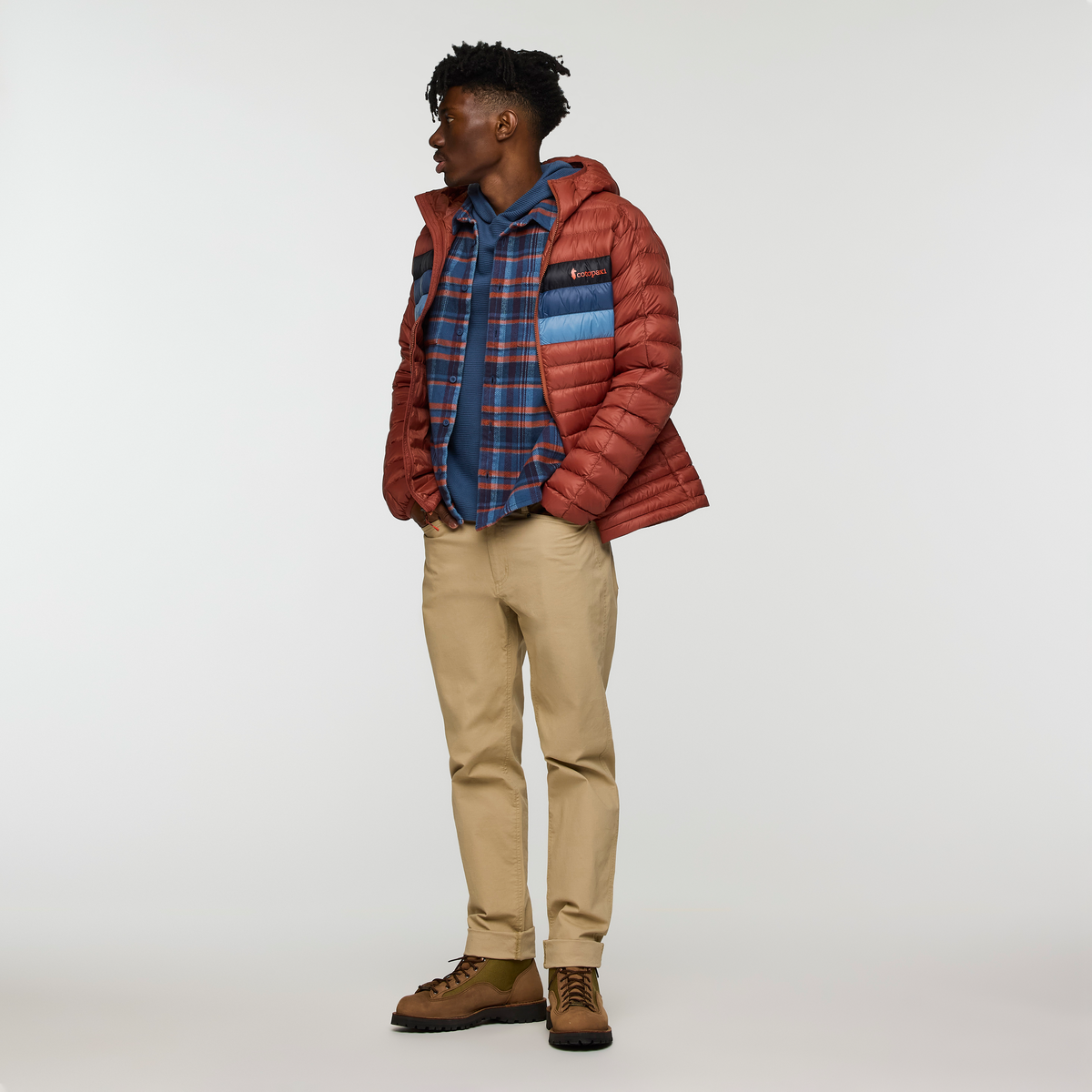 Mero Organic Flannel Shirt - Men's, Deep Sea/Fjord Plaid, Model Nicolas