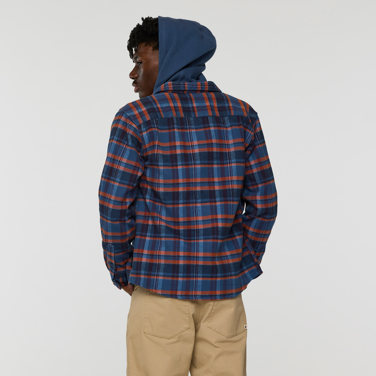 Mero Organic Flannel Shirt - Men's, Deep Sea/Fjord Plaid, Model Nicolas