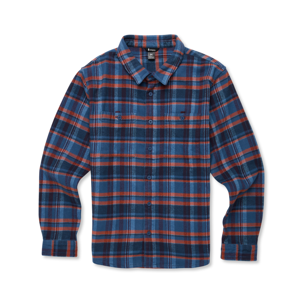 Mero Organic Flannel Shirt - Men's, Deep Sea/Fjord Plaid, Model Nicolas