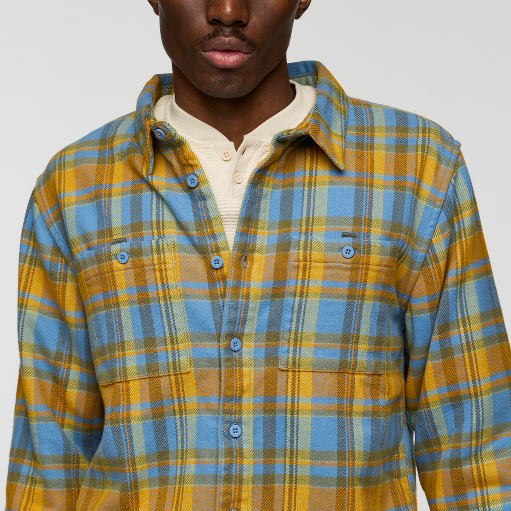 Mero Organic Flannel Shirt - Men's, Fjord/Seed Plaid, Model Nicolas