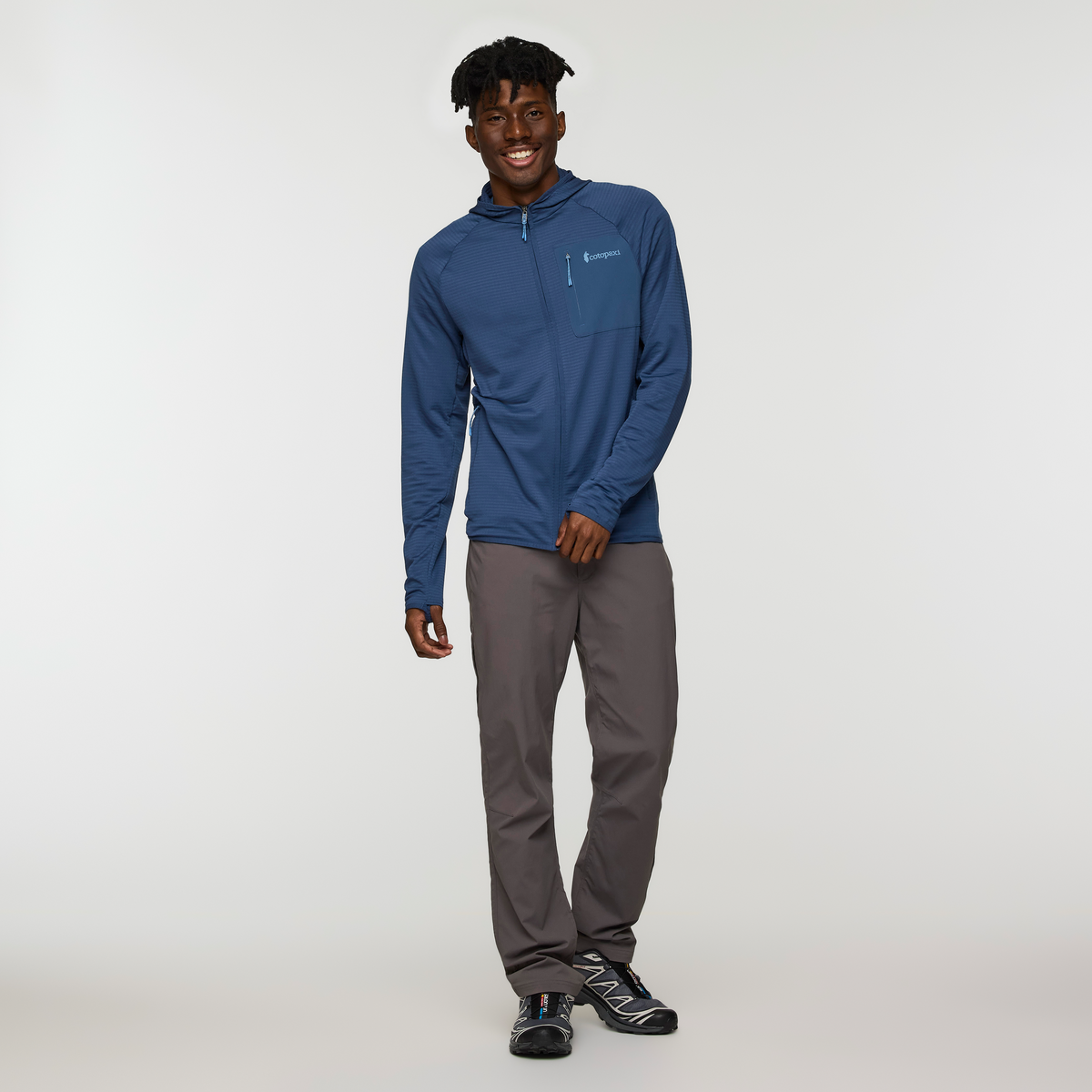 Otero Fleece Full-Zip Hooded Jacket - Men's, Deep Sea, Model Nicolas