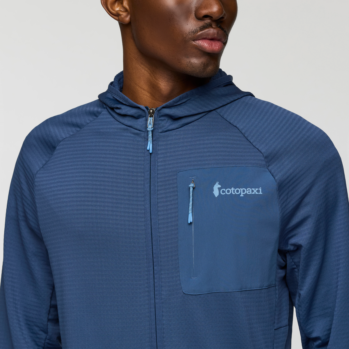 Otero Fleece Full-Zip Hooded Jacket - Men's, Deep Sea, Model Nicolas