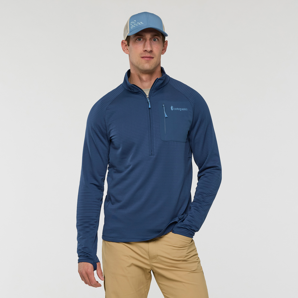 Otero Fleece Half-Zip Pullover - Men's, Deep Sea, Model Jackson