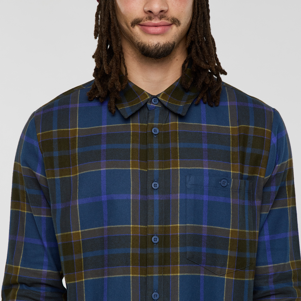 Quedo Flannel Shirt - Men's, Deep Sea Plaid, Model Kai