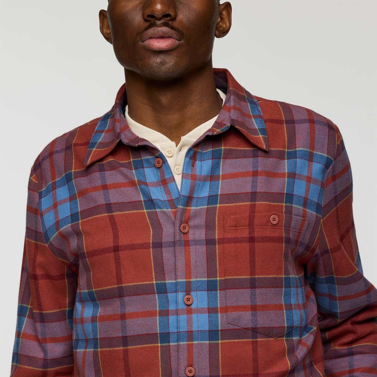 Quedo Flannel Shirt - Men's, Nutmeg Plaid, Model Nicolas