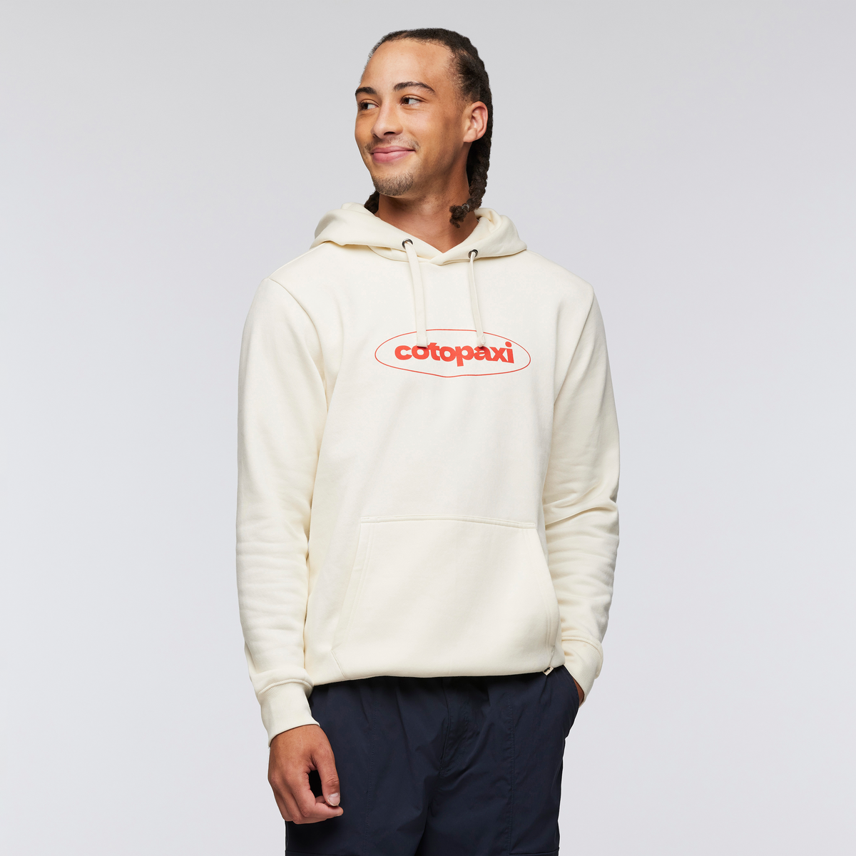 Retro Pullover Hoodie - Men's, Bone, Model Kai