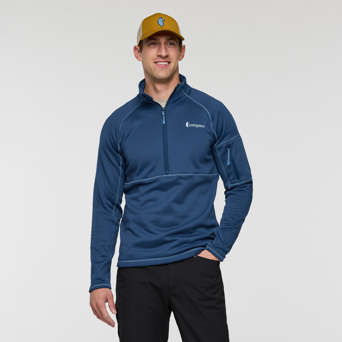 Tempa Fleece Half-Zip Pullover - Men's, Deep Sea, Model Jackson