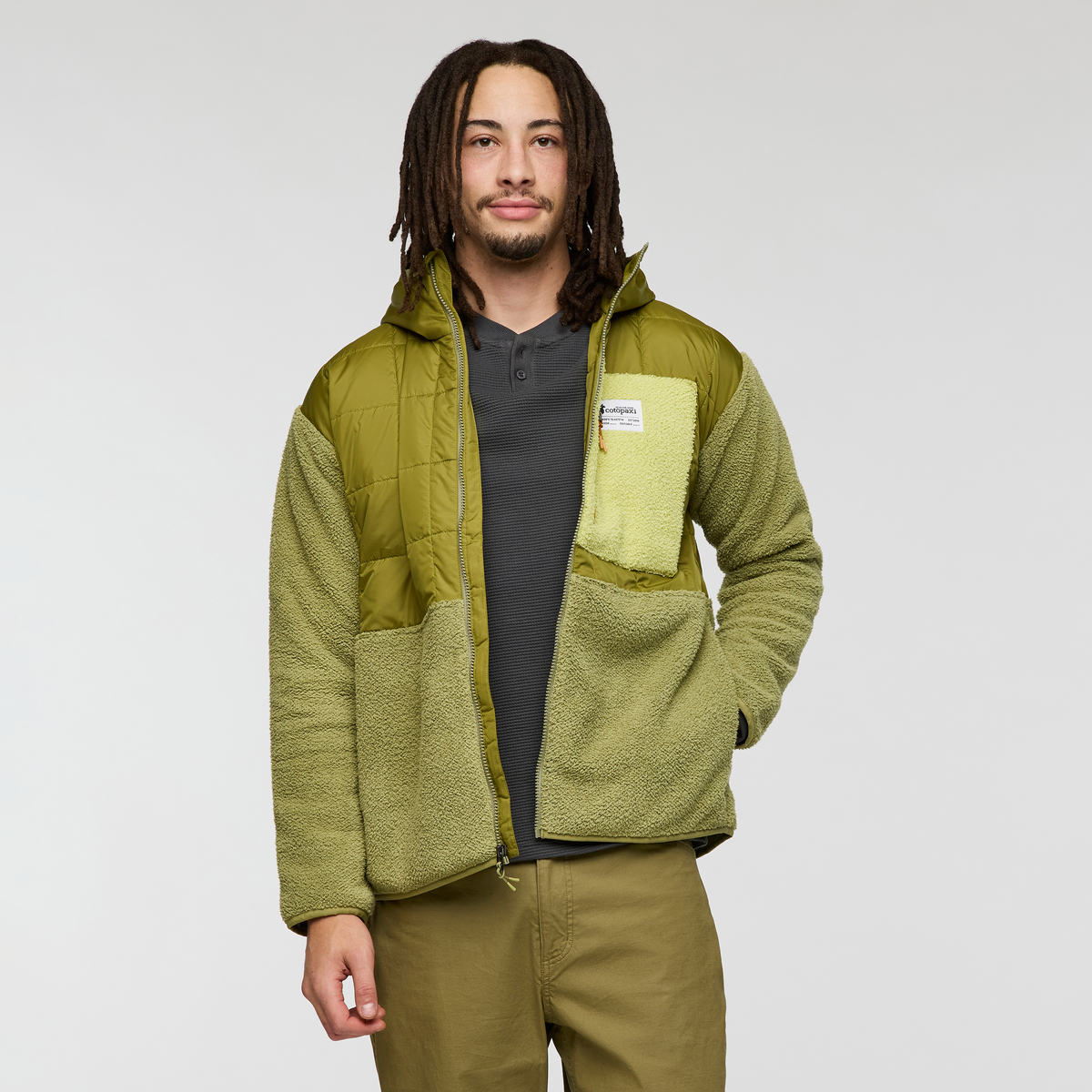 Trico Hybrid Hooded Jacket - Men's, Seed, Model Kai