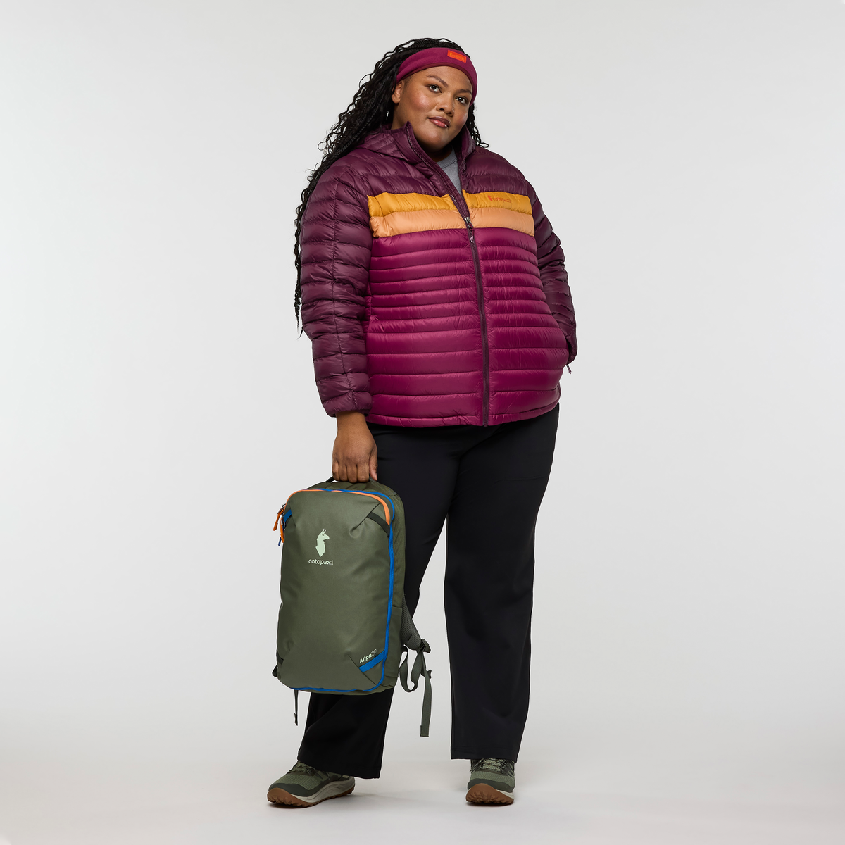 Fuego Down Hooded Jacket - Women's, Blackberry/Jam, Model Tanisha