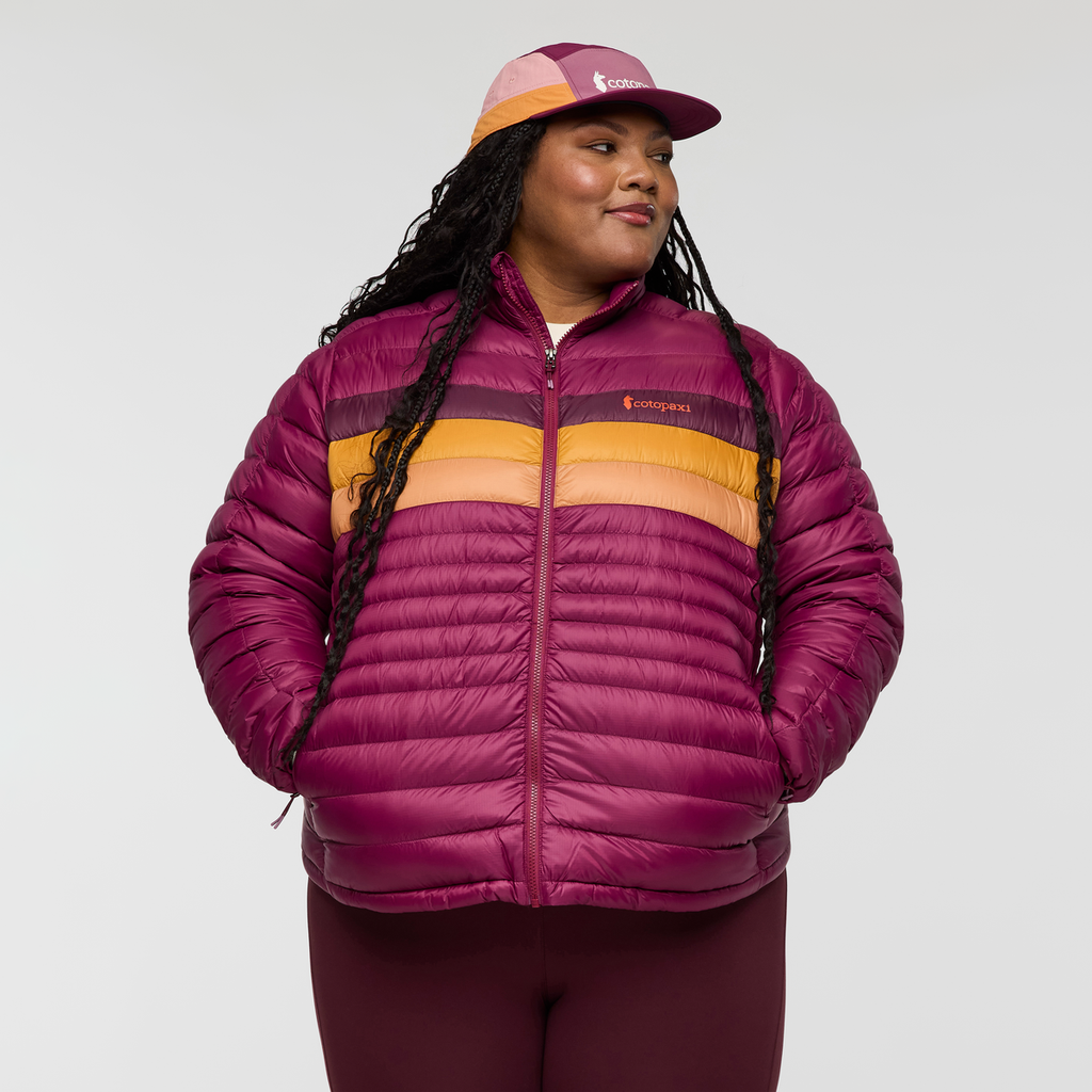 Fuego Down Jacket - Women's, Jam Stripes, Model Tanisha