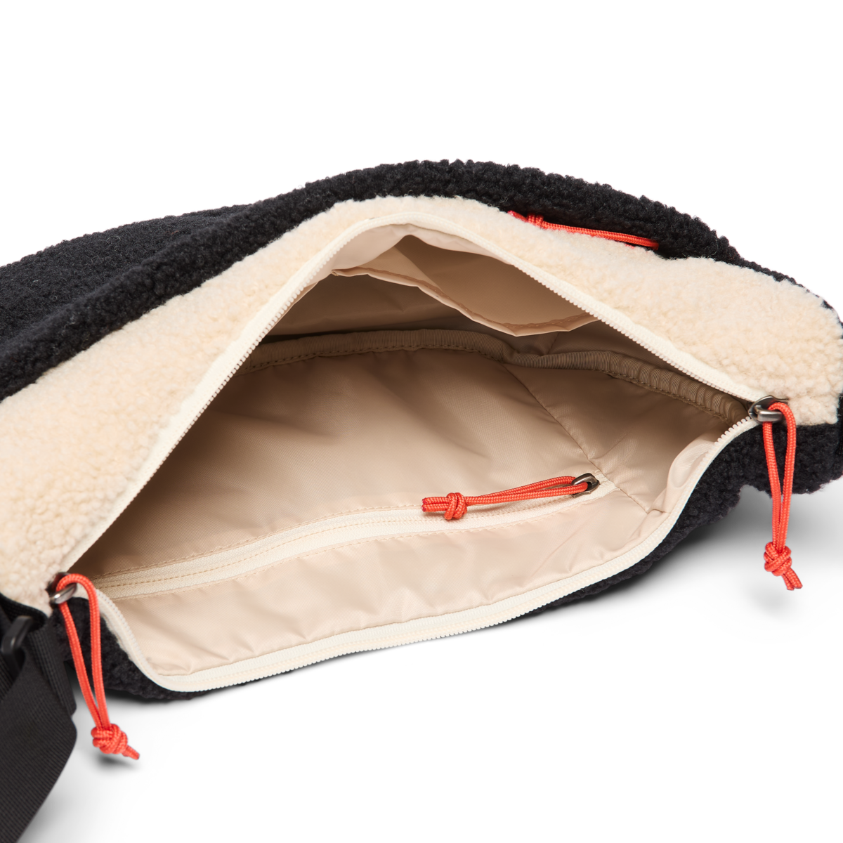 High Pile Fleece 6L Crescent Bag, Black/Cream