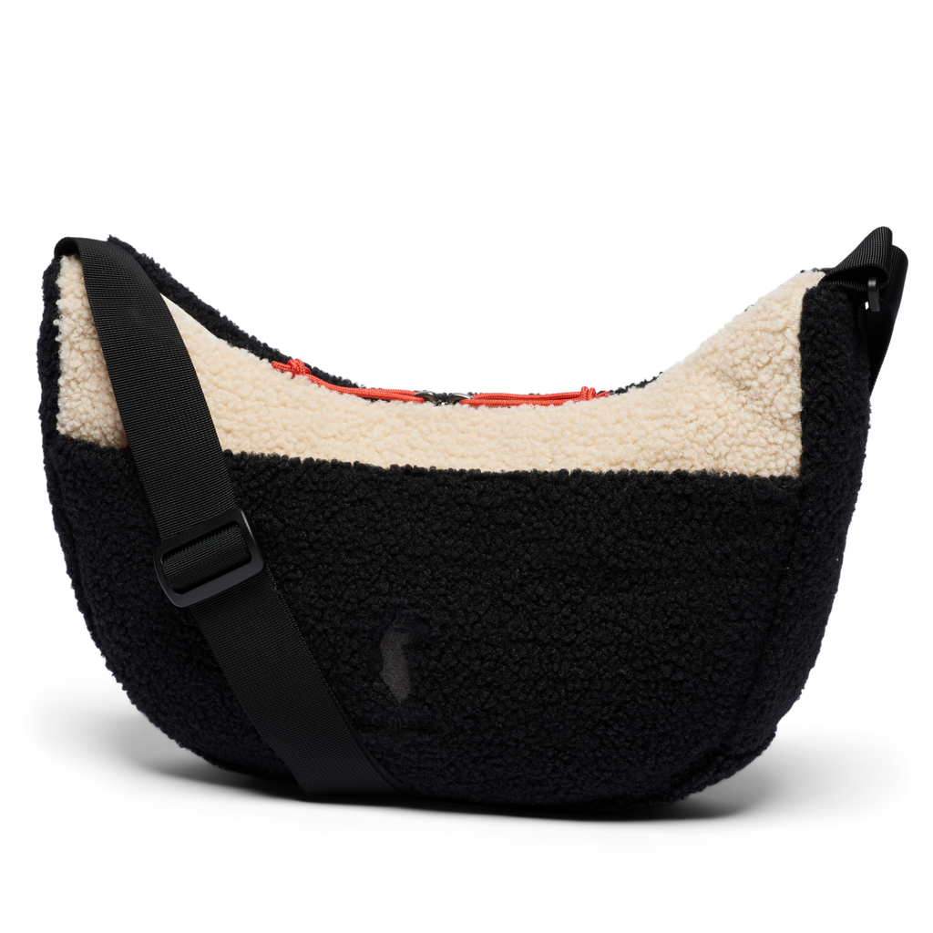 High Pile Fleece 6L Crescent Bag, Black/Cream