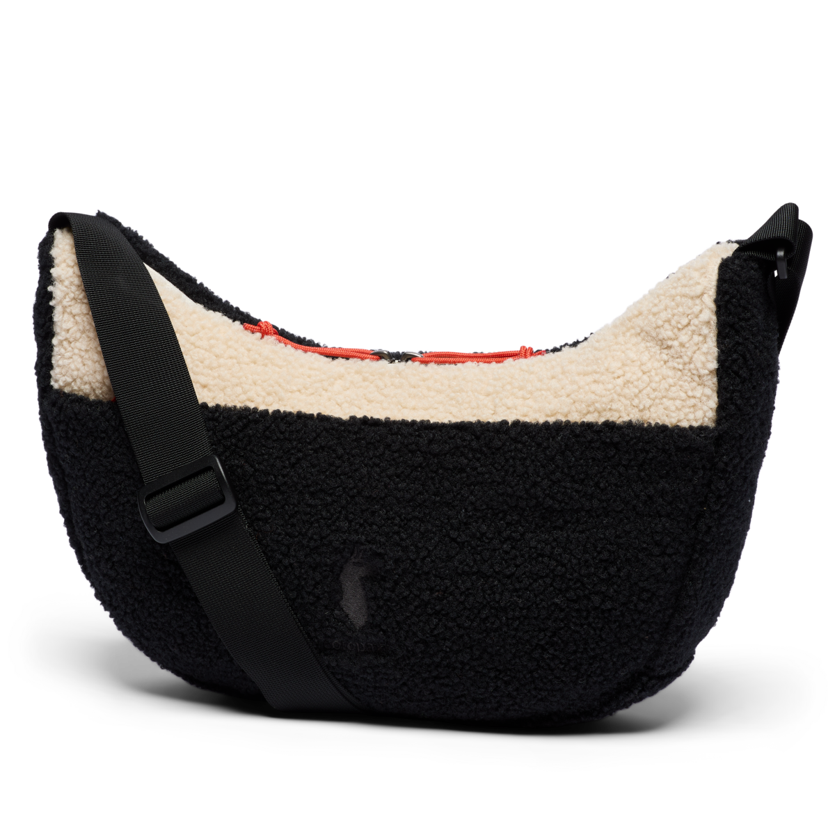 High Pile Fleece 6L Crescent Bag, Black/Cream
