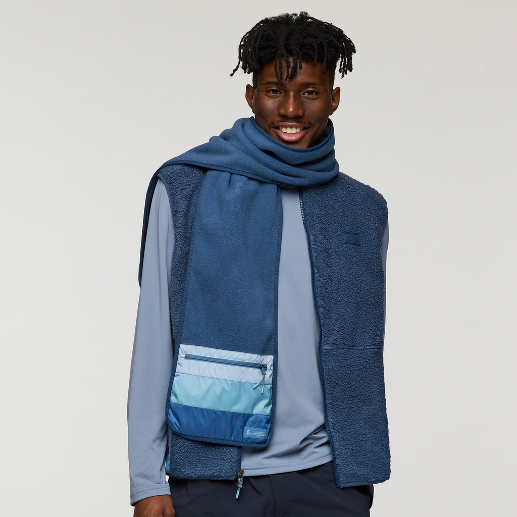 Teca Fleece Scarf, Deep Sea, Detail