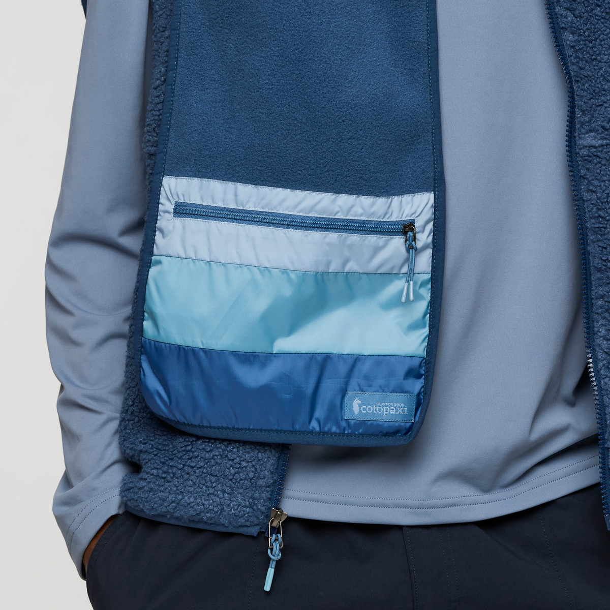 Teca Fleece Scarf, Deep Sea, Detail
