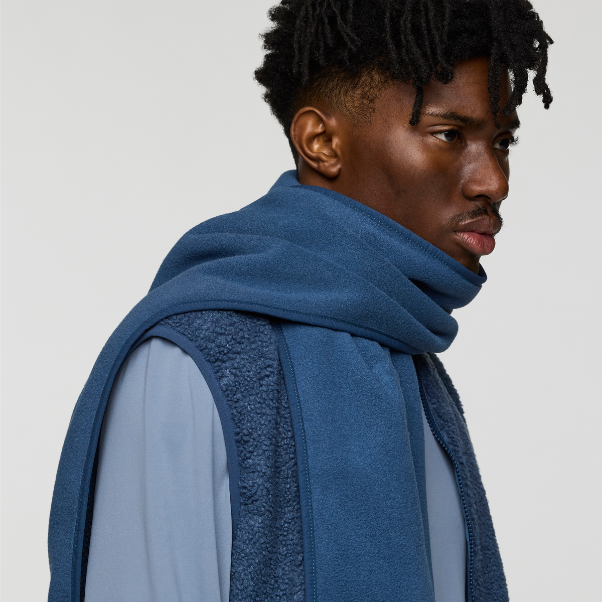 Teca Fleece Scarf, Deep Sea, Detail