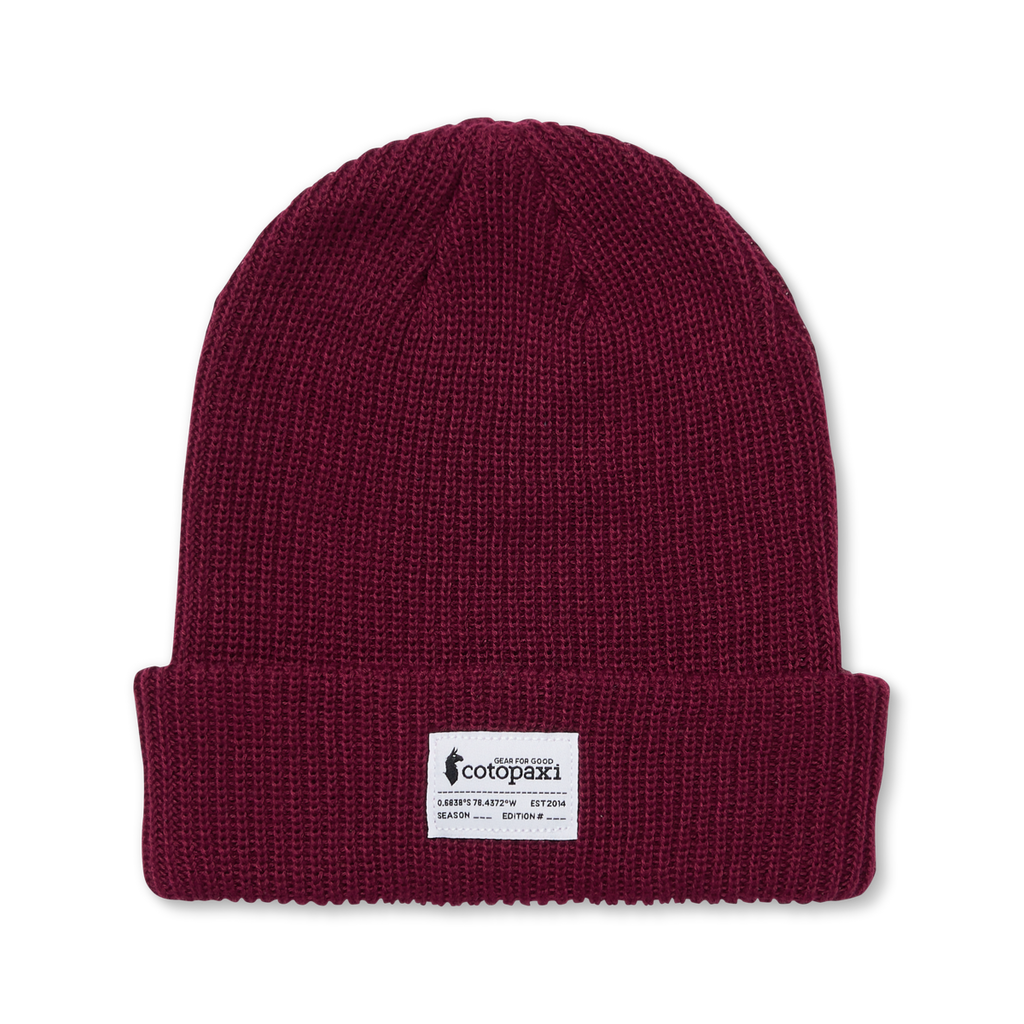 Wharf Beanie - Cotopaxi Patch, Mulberry, Detail