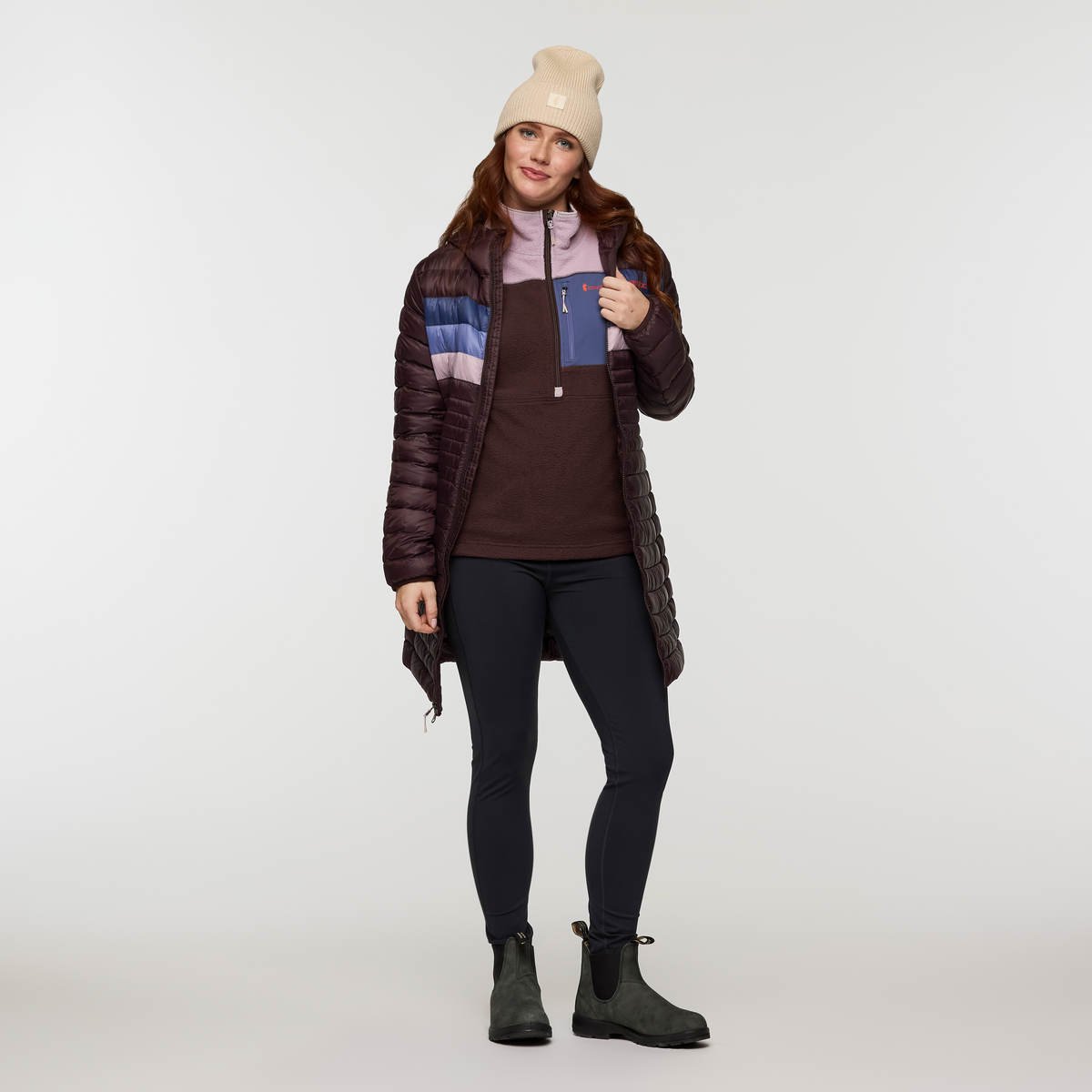 Abrazo Fleece Half-Zip Jacket - Women's, Quartz/Coffee, Model Caitlyn