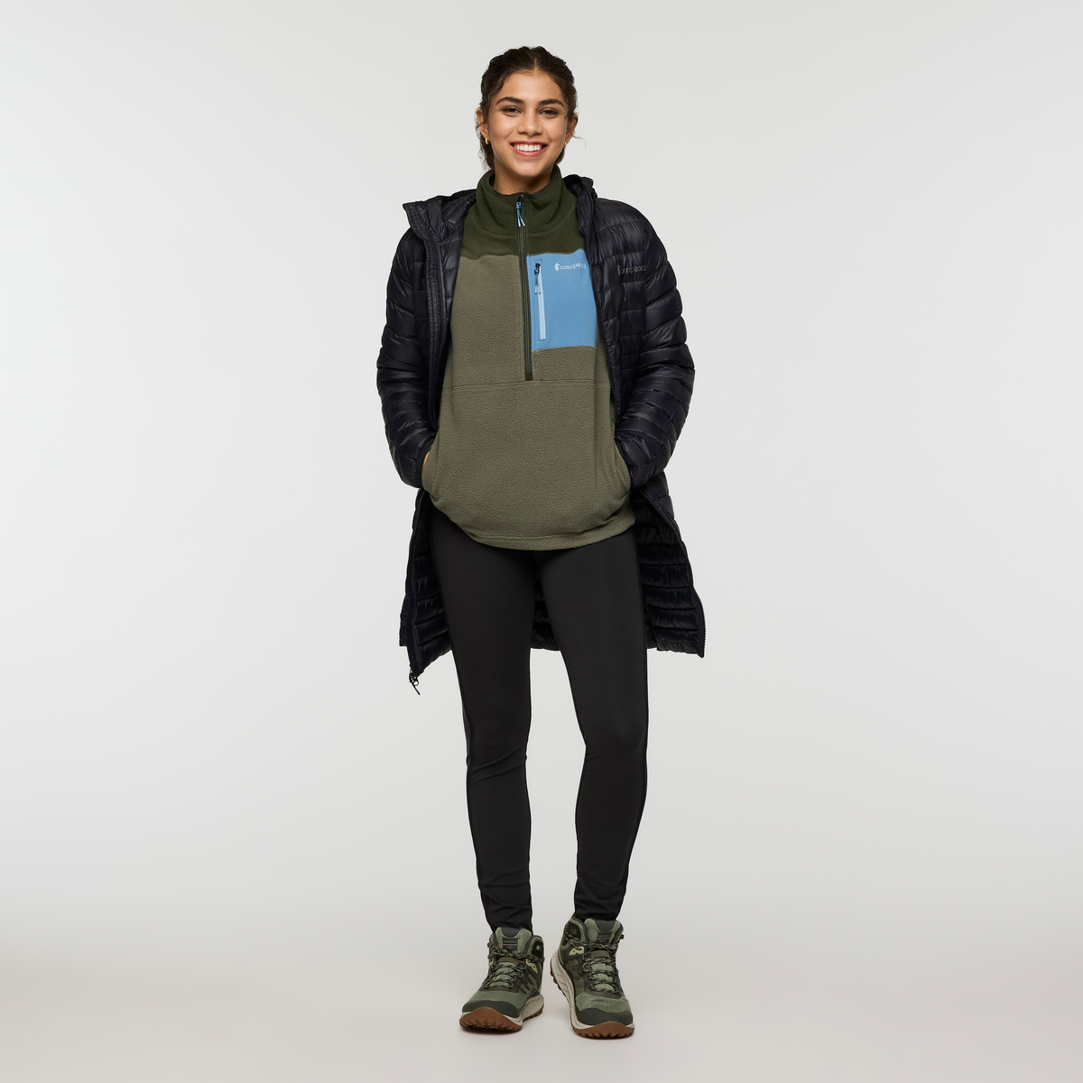 Abrazo Fleece Half-Zip Jacket - Women's, Woods/Fatigue, Model Avery