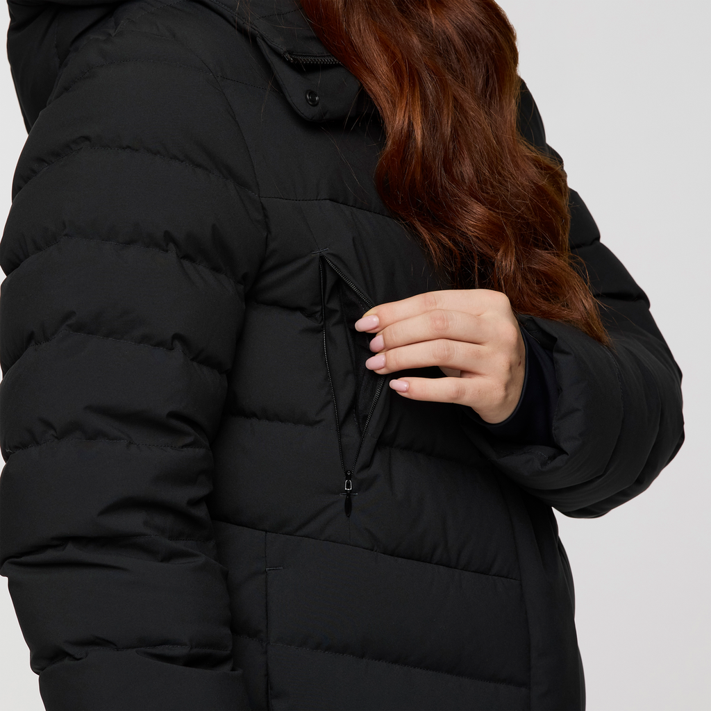 Alivio Down Long Parka - Women's, Cotopaxi Black, Model Caitlyn