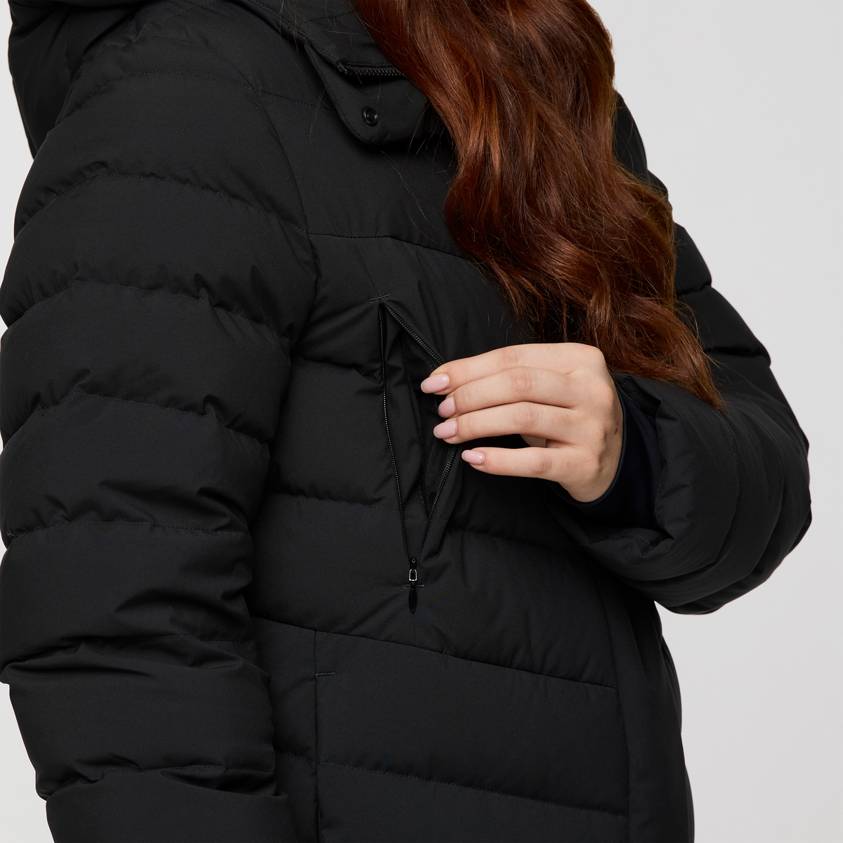 Alivio Down Long Parka - Women's, Cotopaxi Black, Model Caitlyn