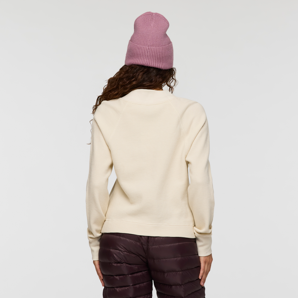 Atajo Long-Sleeve Waffle V-Neck - Women's, Cream, Model Avery