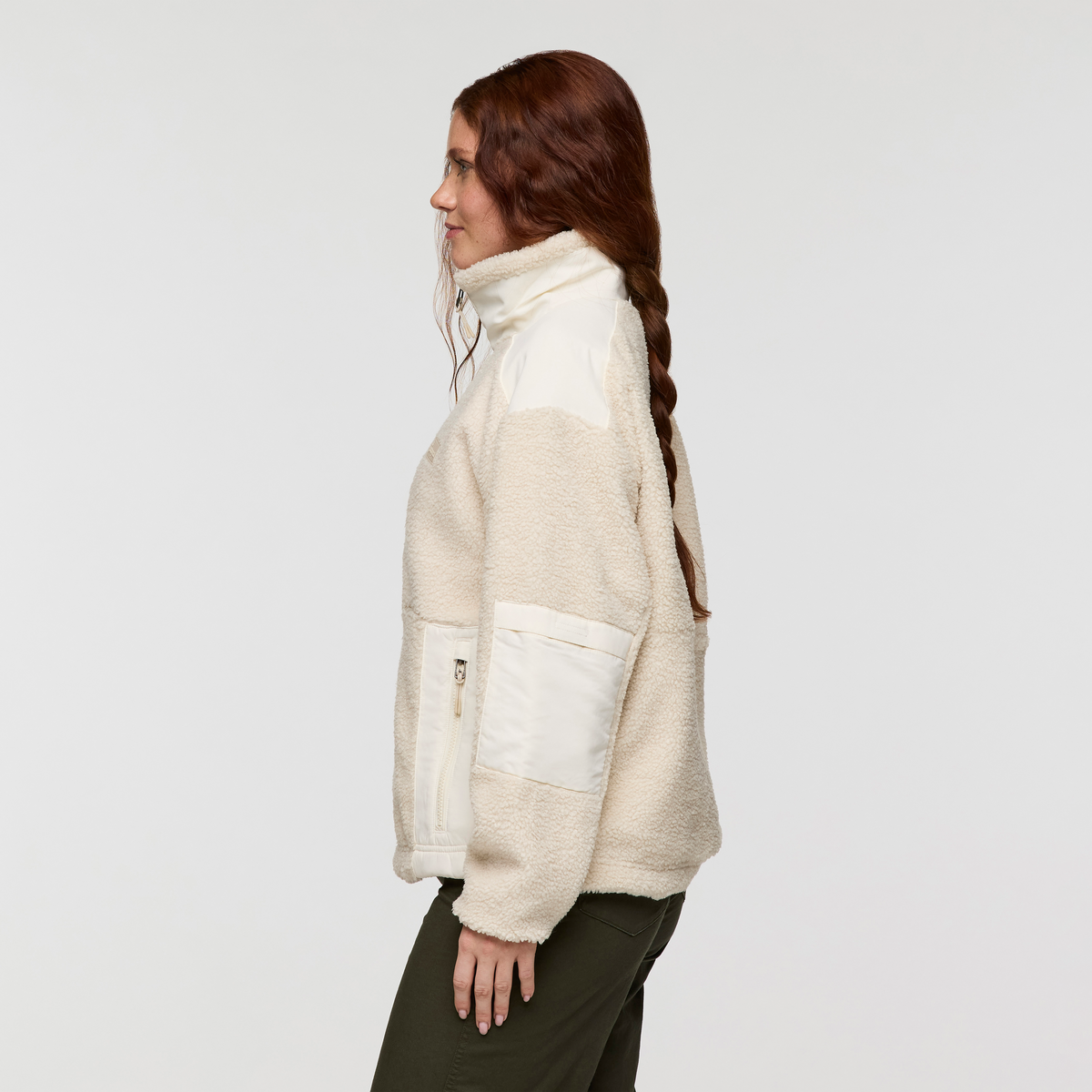 Bacano Fleece Jacket - Women's, Cream/Bone, Model Caitlyn