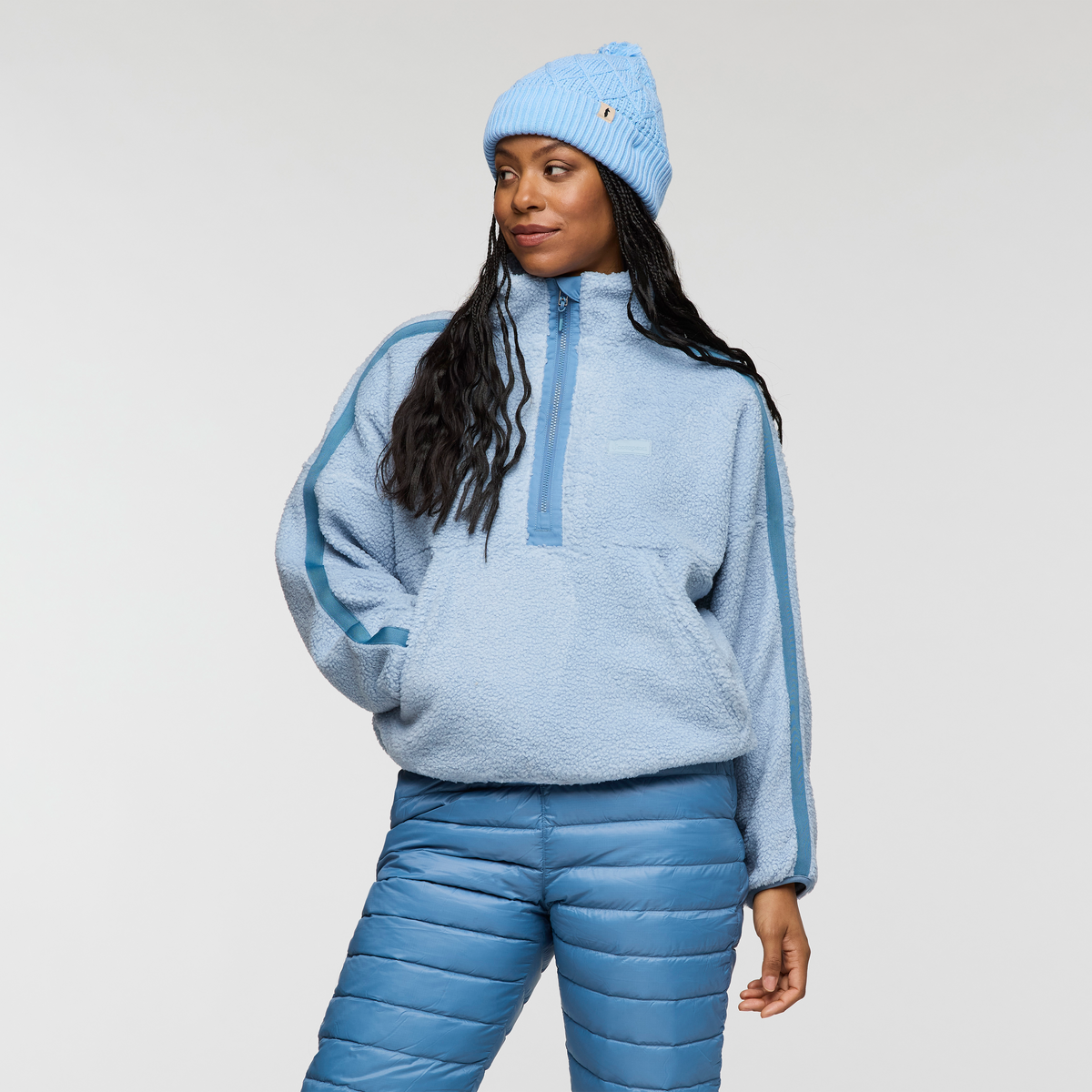 Bacano Fleece Pullover - Women's, Iceberg/Fjord, Model Charlie