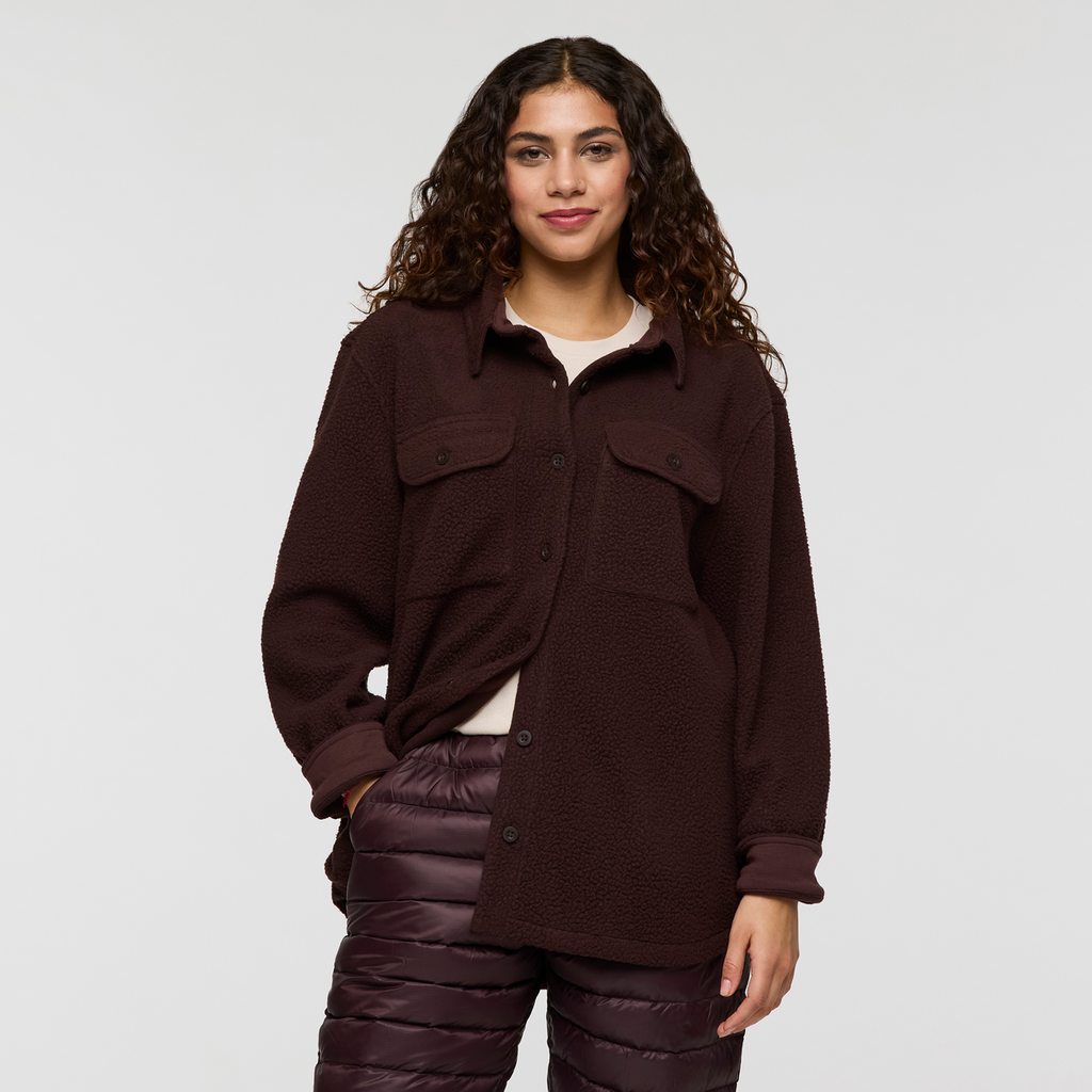 Cameta Shacket - Women's, Coffee, Model Avery