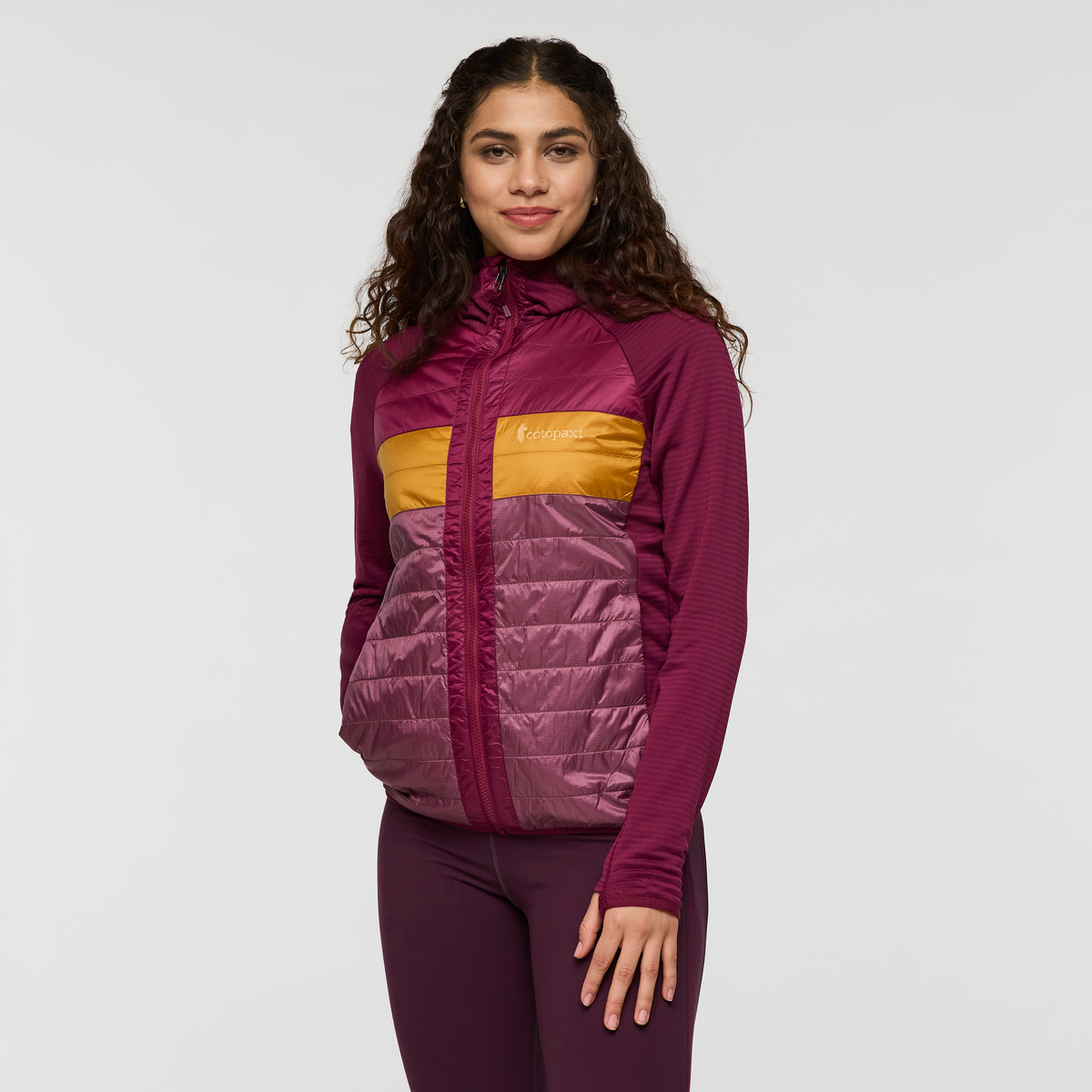 Capa Hybrid Insulated Hooded Jacket - Women's, Jam/Fig, Model Avery