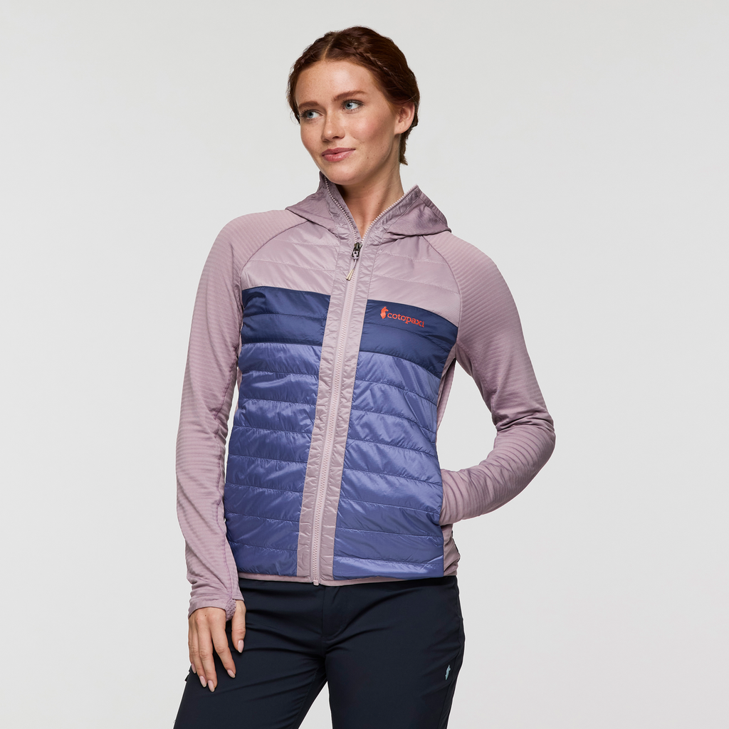 Capa Hybrid Insulated Hooded Jacket - Women's, Quartz/Blue Smoke, Model Caitlyn