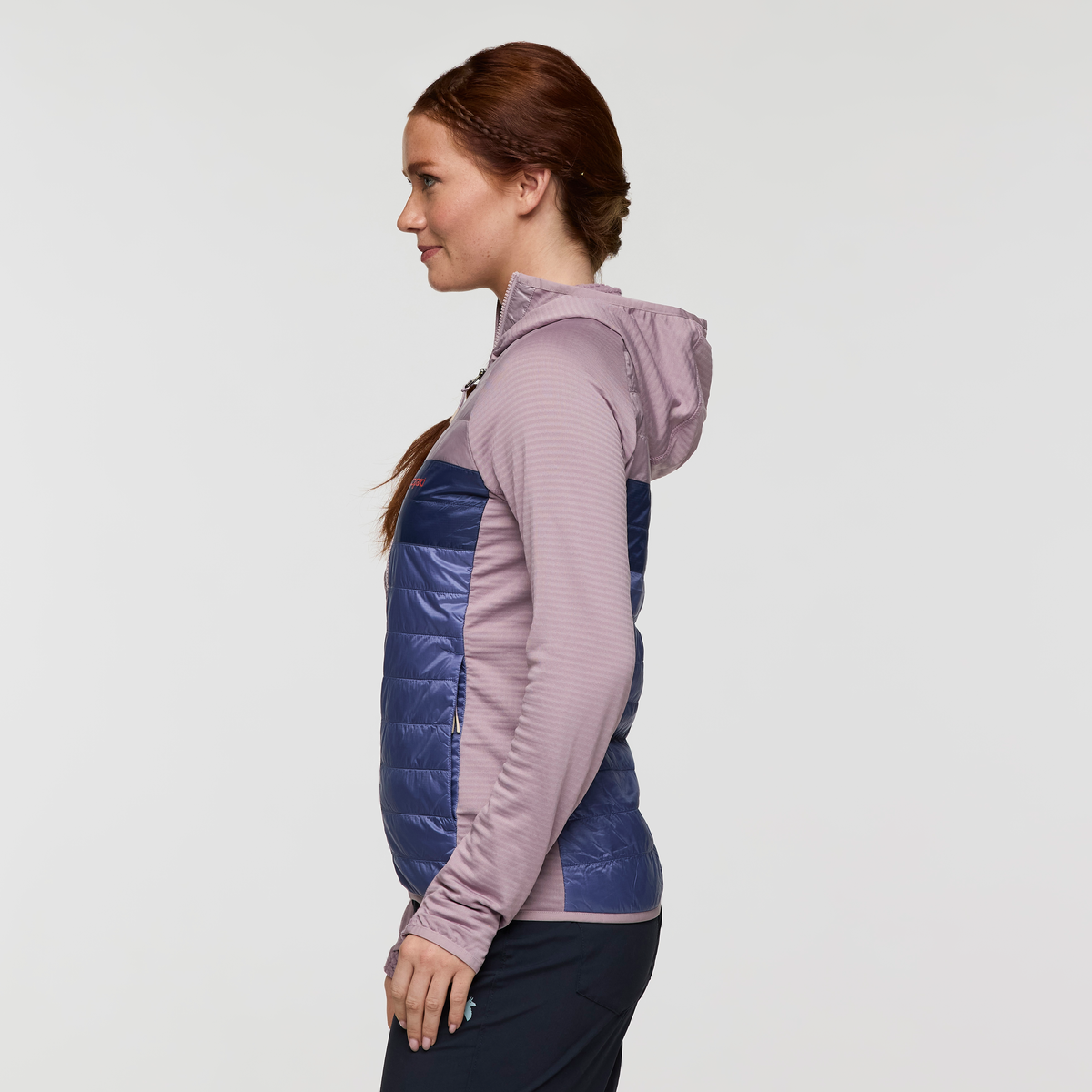 Capa Hybrid Insulated Hooded Jacket - Women's, Quartz/Blue Smoke, Model Caitlyn