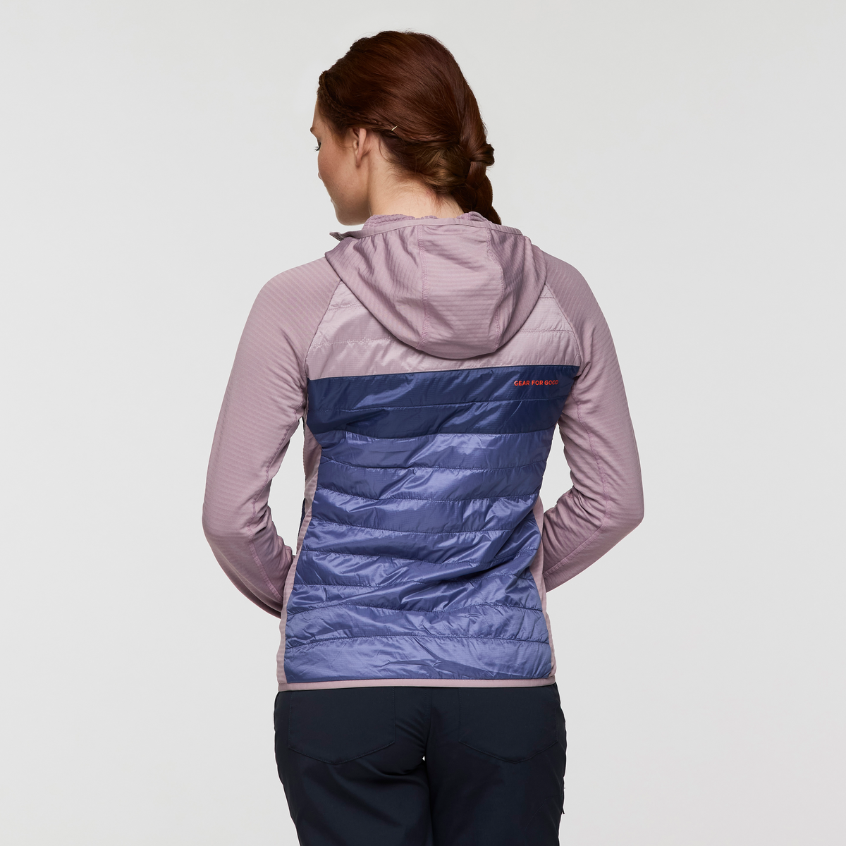 Capa Hybrid Insulated Hooded Jacket - Women's, Quartz/Blue Smoke, Model Caitlyn