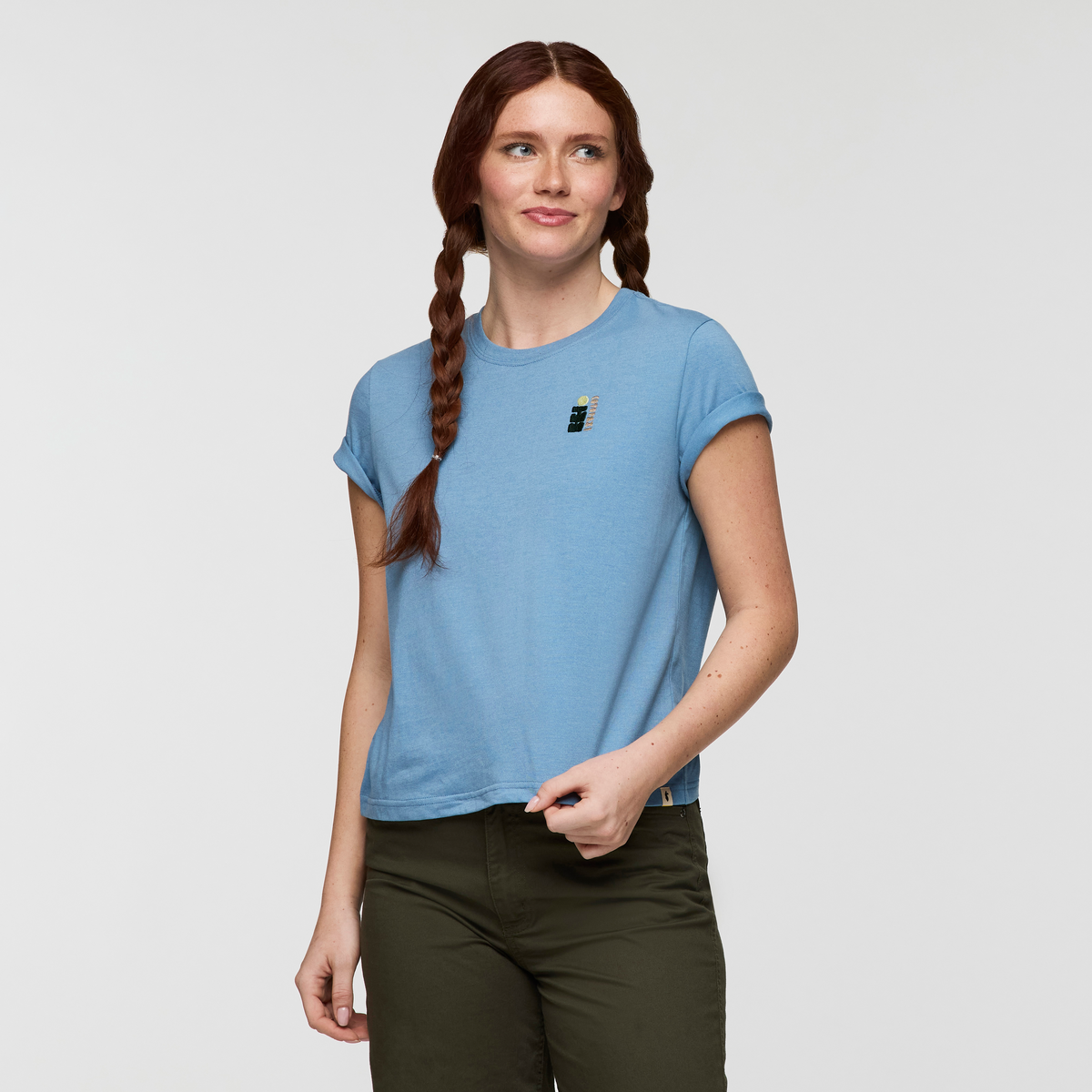 Cotopaxi Bloom T-Shirt - Women's, Fjord, Model Caitlyn