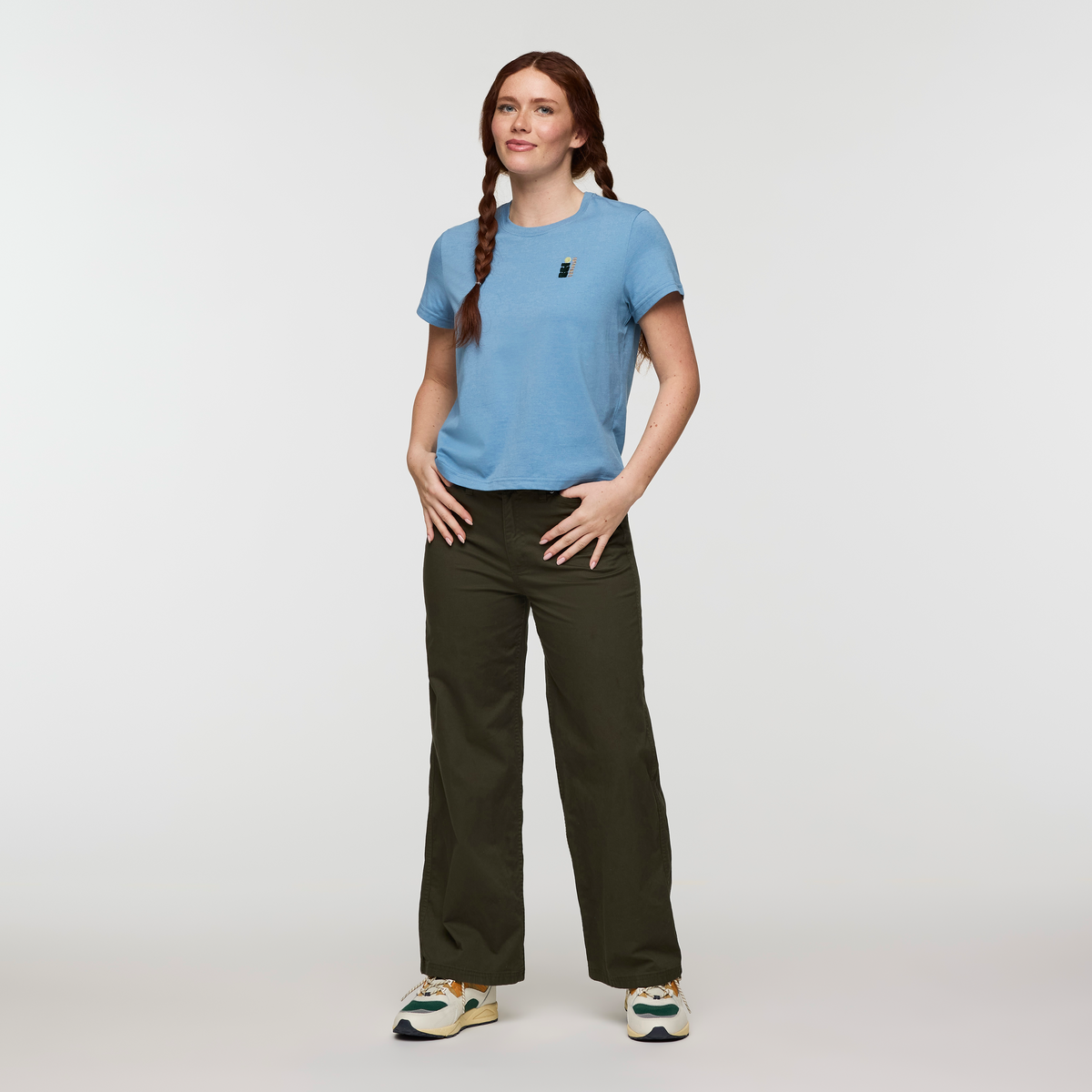 Cotopaxi Bloom T-Shirt - Women's, Fjord, Model Caitlyn