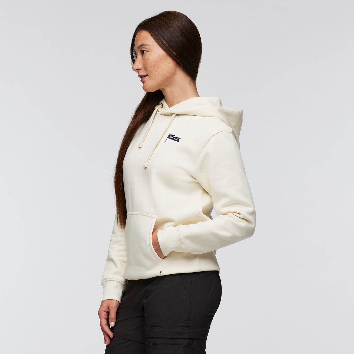Cotopaxi Flag Pullover Hoodie - Women's, Bone, Model Aya