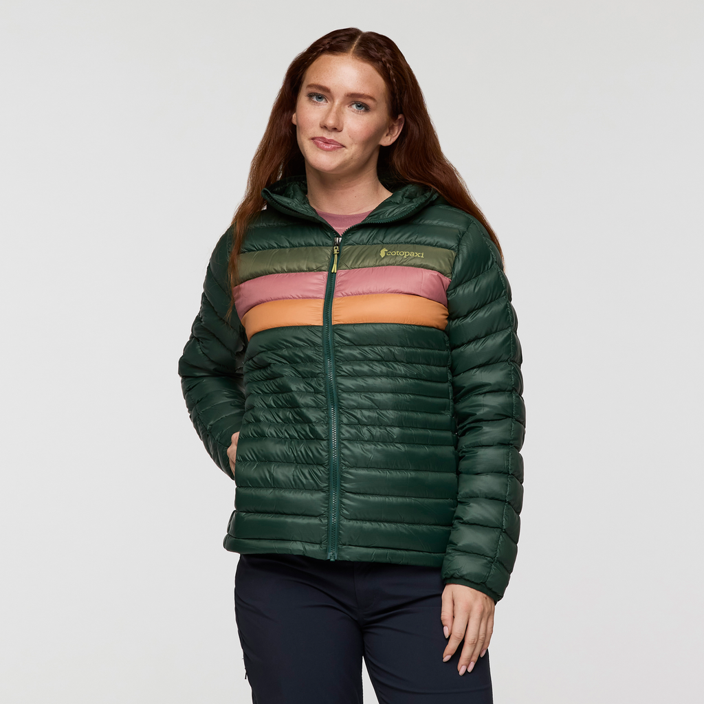 Fuego Down Hooded Jacket - Women's, Cargo Stripes, Model Caitlyn