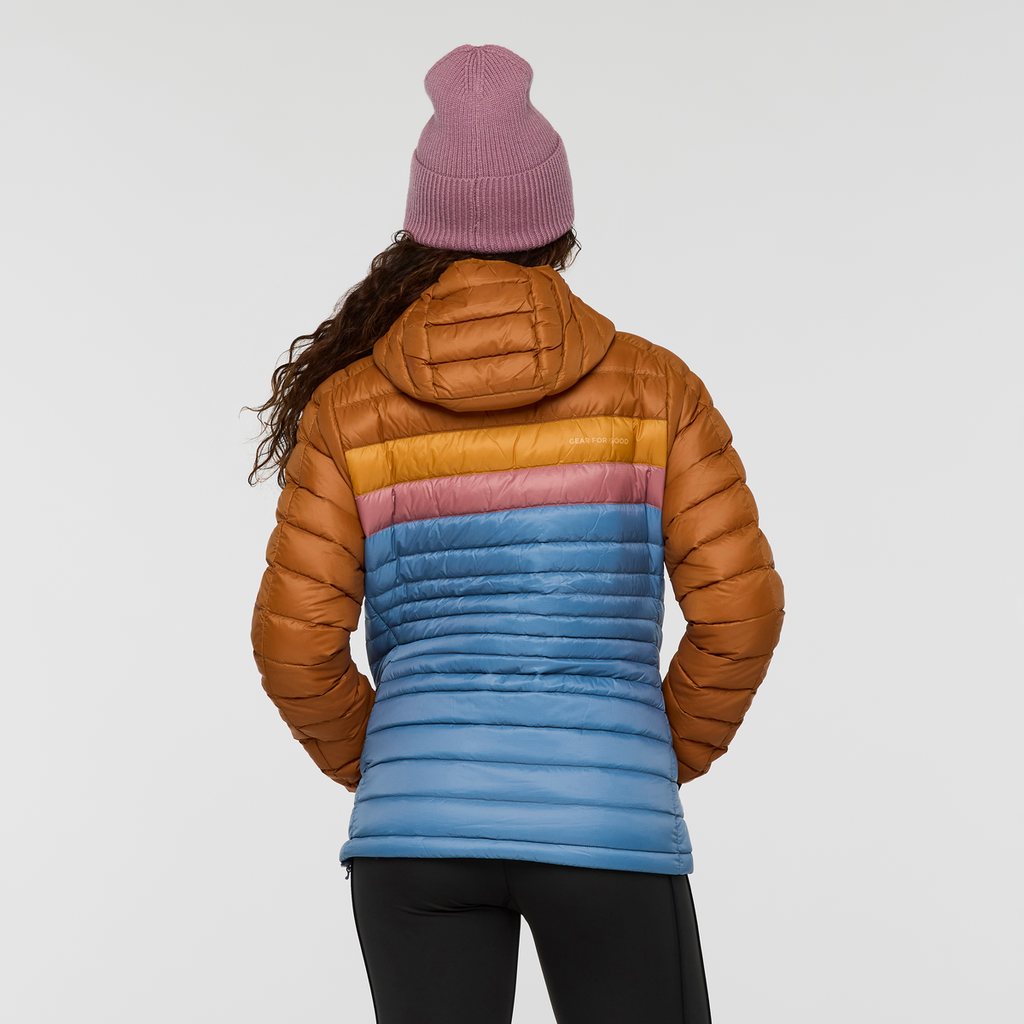 Fuego Down Hooded Jacket - Women's, Sienna/Fjord, Model Avery