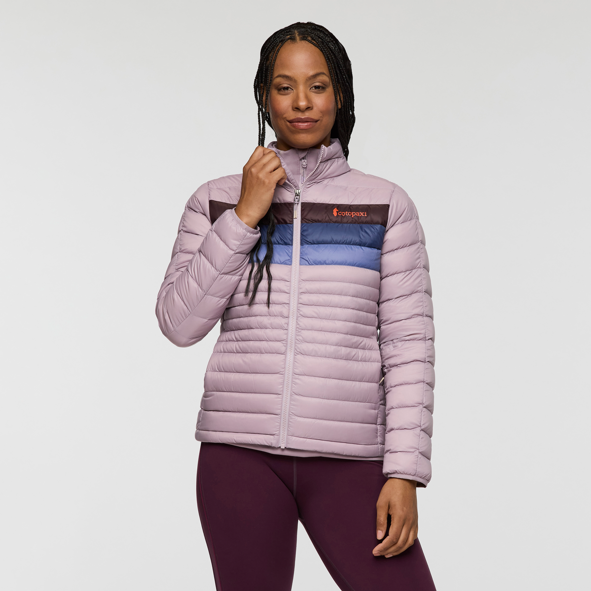 Fuego Down Jacket - Women's, Quartz Stripes, Model Charlie