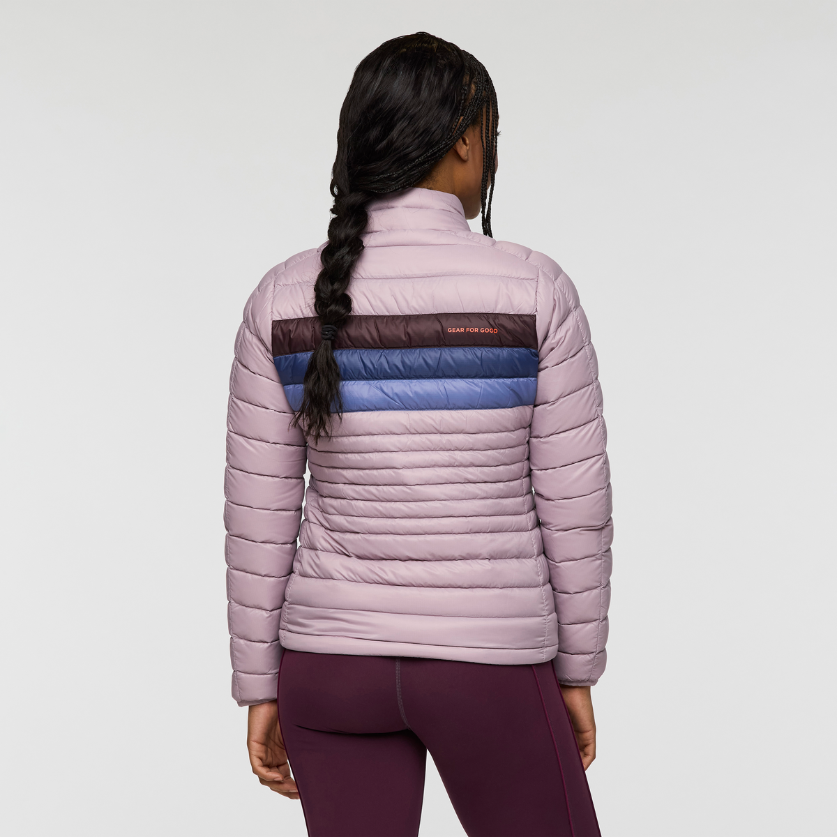 Fuego Down Jacket - Women's, Quartz Stripes, Model Charlie