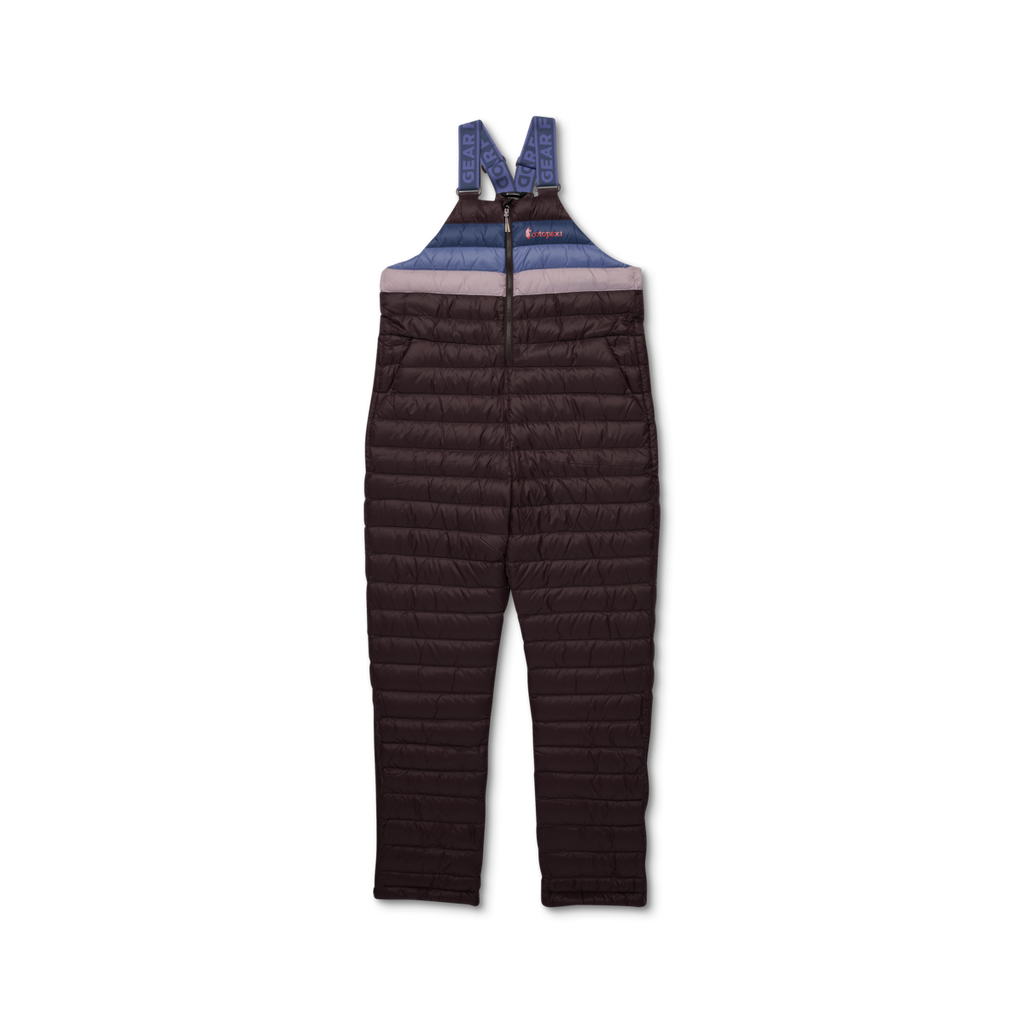 Fuego Down Overall - Women's Redesign, Coffee Stripes, Model Avery