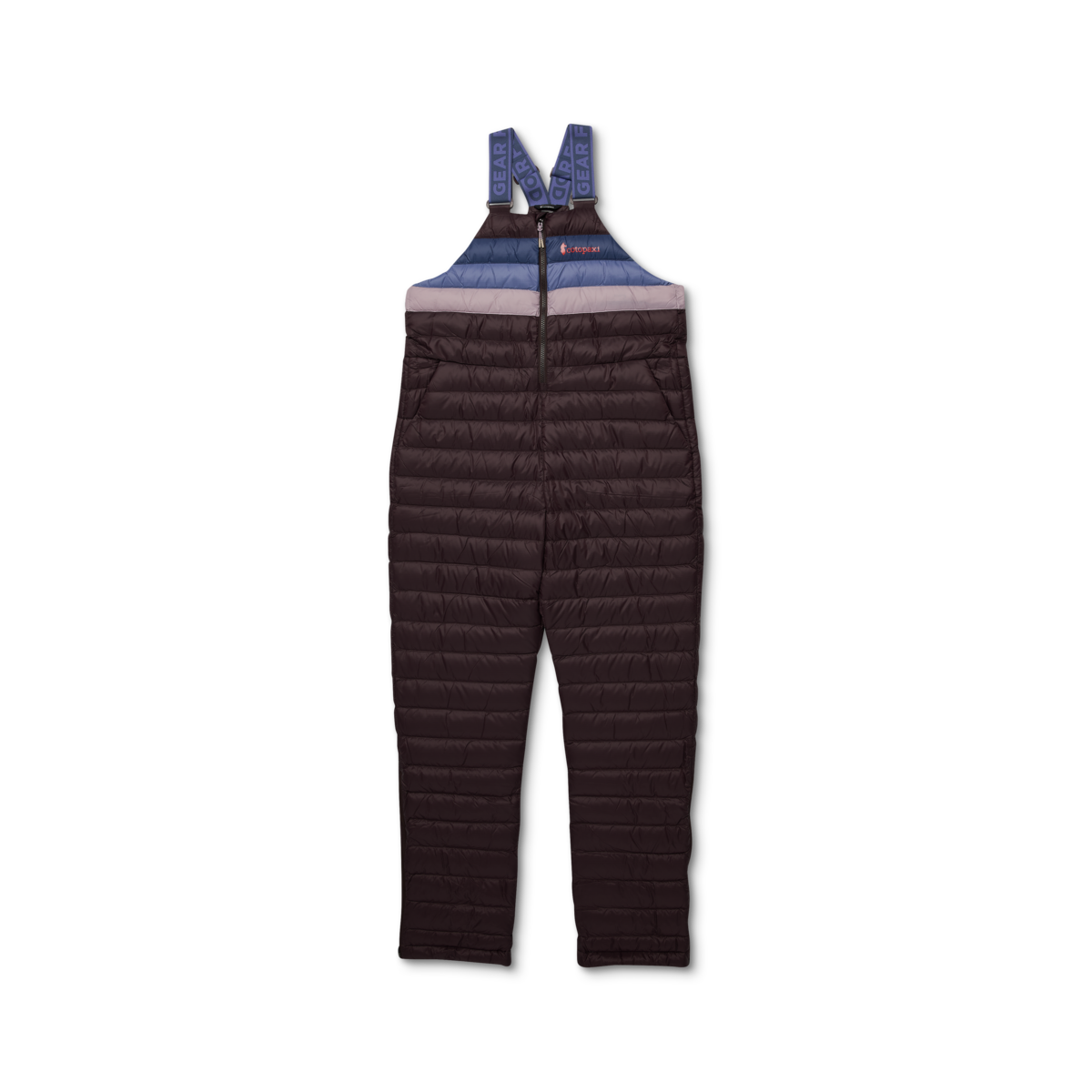Fuego Down Overall - Women's Redesign, Coffee Stripes, Model Avery