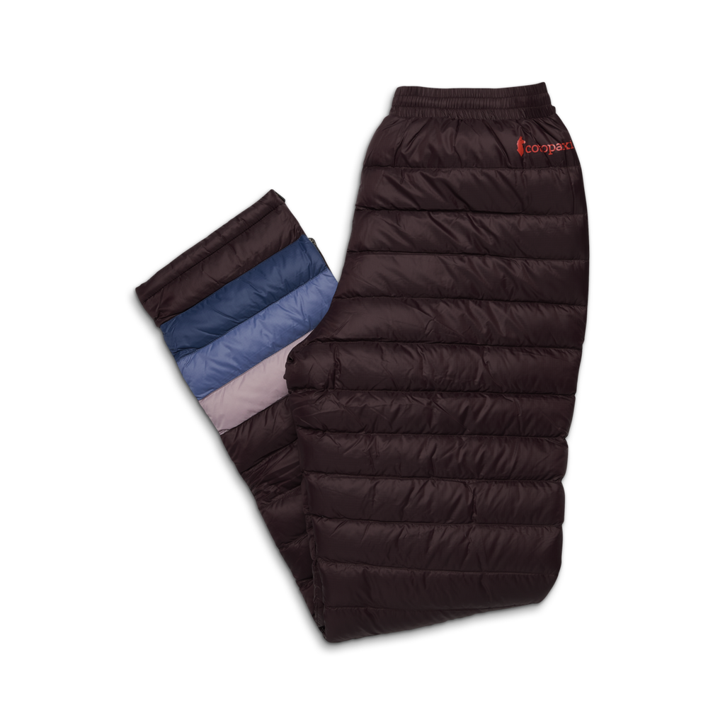 Fuego Down Pant - Women's, Coffee Stripes, Model Avery
