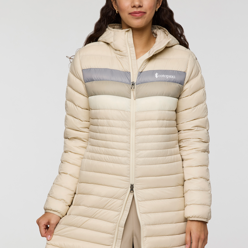 Fuego Down Parka - Women's, Cream Stripes, Model Avery
