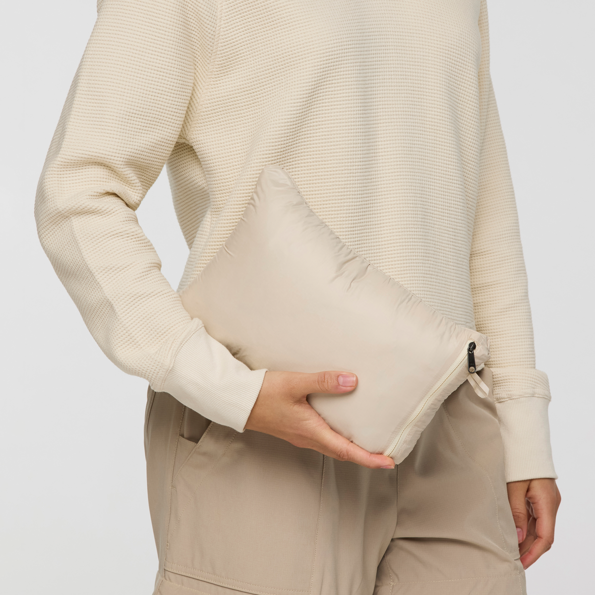 Fuego Down Parka - Women's, Cream Stripes, Model Avery