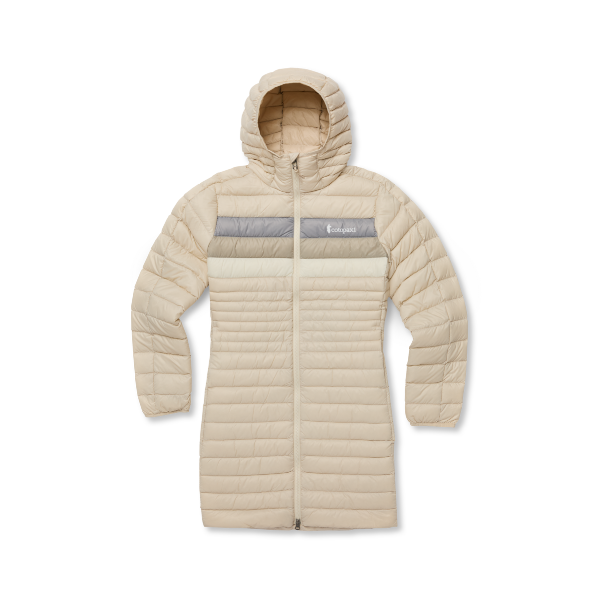 Fuego Down Parka - Women's, Cream Stripes, Model Avery